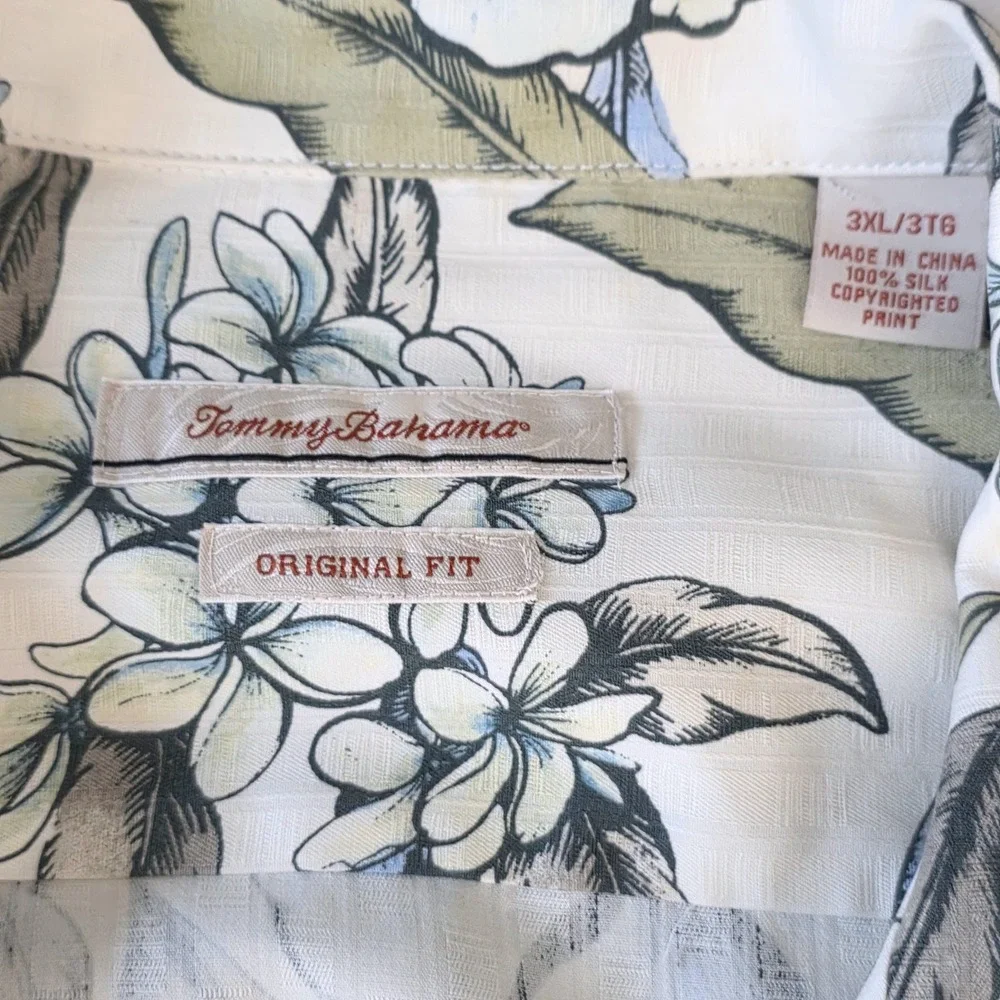 Tommy Bahama Men Silk Camp Floral Hibiscus Hawaiian Button Short‎ Sleeve Sz 3XL